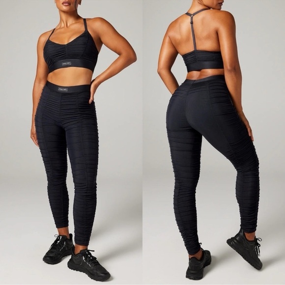 Savage X Fenty Black Ruche Hour High-Wasted Mesh Legging Pant Size Small Nwt - Picture 5 of 8